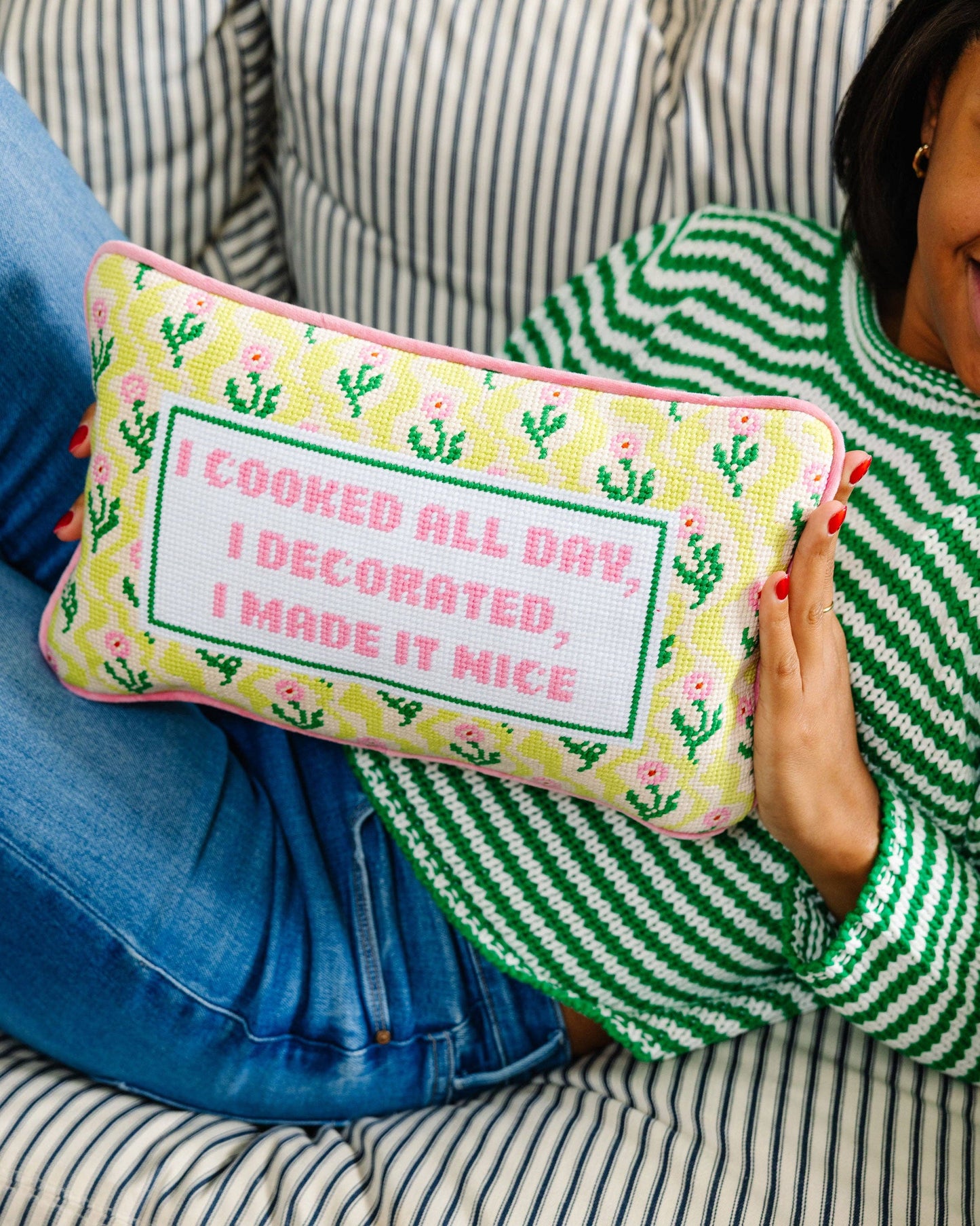 Furbish Studio - Made it Nice Needlepoint Pillow