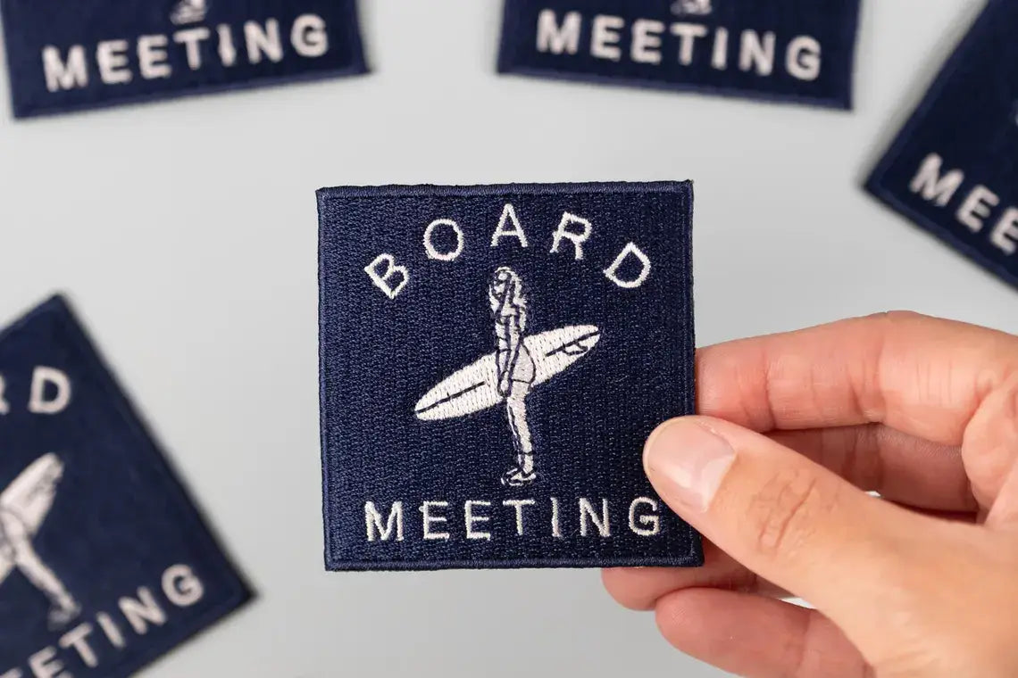 Field Trip Threads - Board Meeting Surf Embroidered Iron-On Patch Coastal Surfer