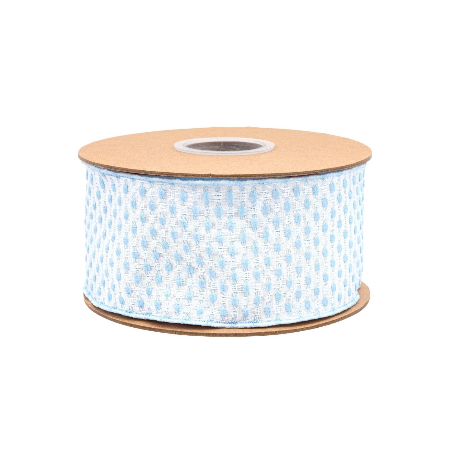 LA Ribbons Wholesale - 2 1/2" Wired Ribbon | Blue/White Woven | 10 Yard Roll