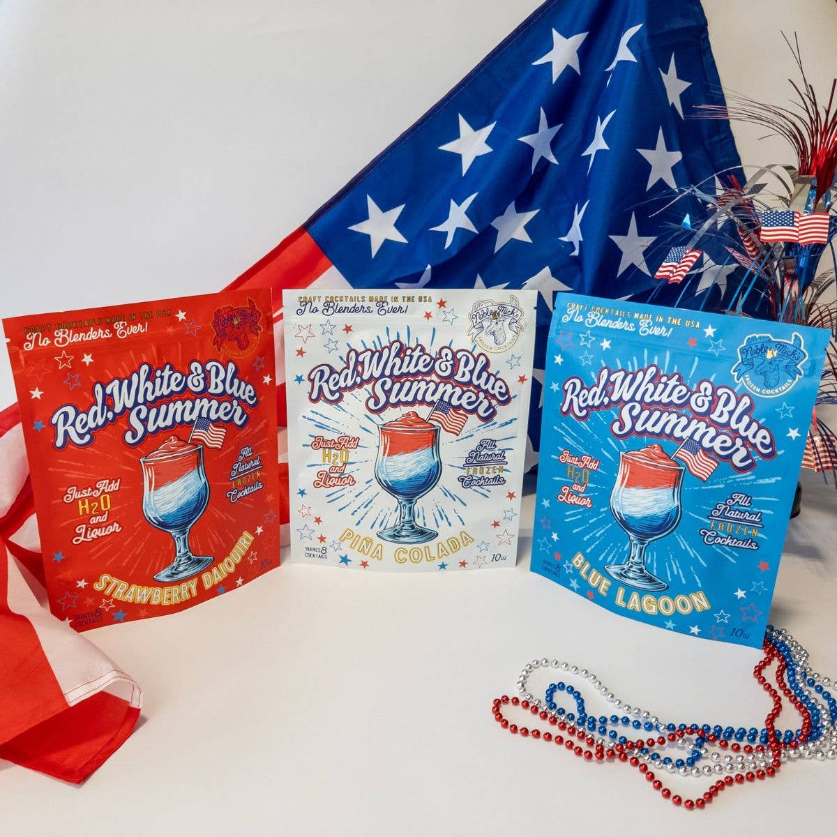 Noble Mick's - Craft Beverage Company - Red, White & Blue Summer Pina Colada Frozen Cocktail