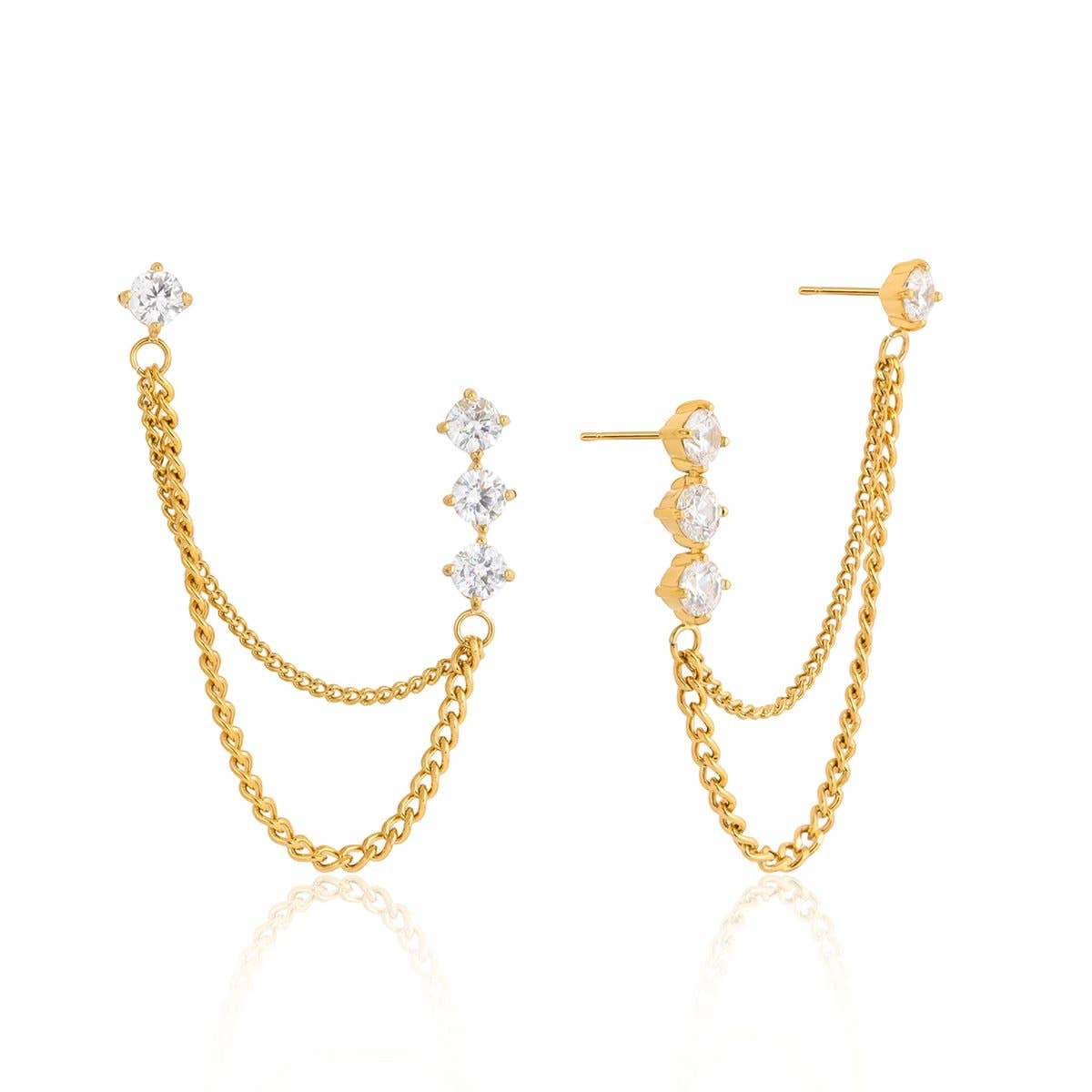Savvy Bling - Starlight Double Chain Earrings Water Resistant