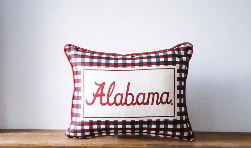 Little Birdie Home - Alabama Triple Collegiate Gingham Piped Pillow