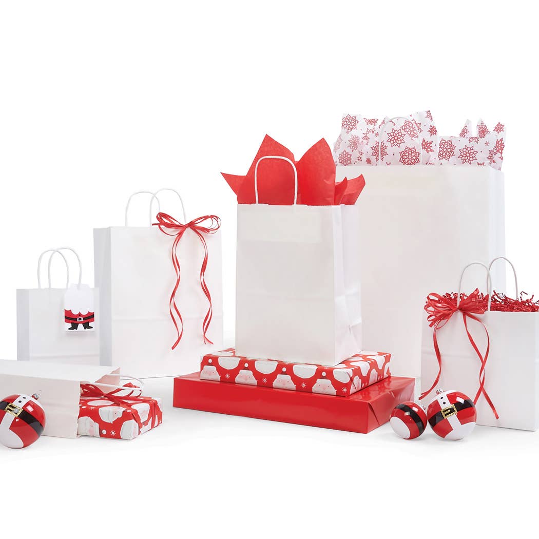 Nashville Wraps - White Kraft Retail Paper Shopping Bags: 100 Pack / Rose 5.25x3.5x8.25"
