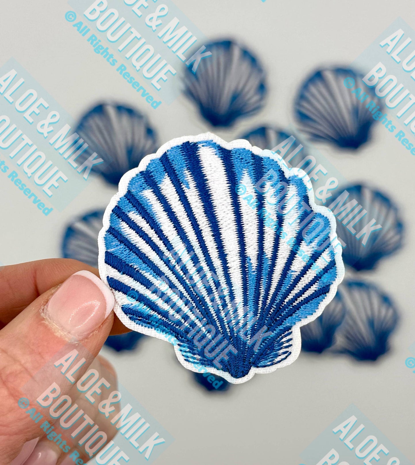 Aloe and Milk Boutique - Blue Sea Shell Patch, Blue Shell, Sea Shells, Beach Patches