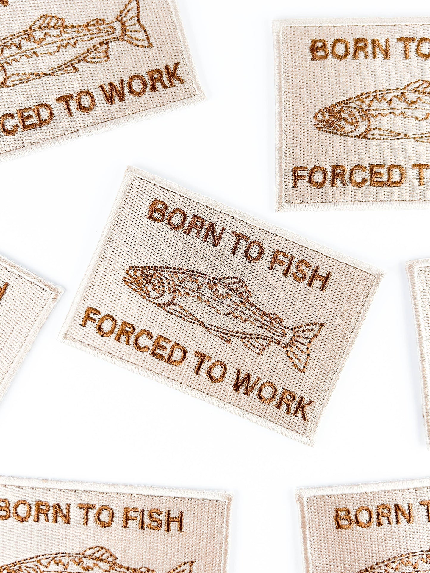 Field Trip Threads - Born to Fish, Forced to Work Patch – Embroidered Iron-On