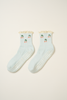 Effortless Club - 🍒 Cherry Ruffle Grip Sock [Baby Blue], Pilates Socks
