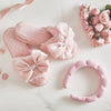 Bella Sleep + Spa - Plush Slippers - Light Blush Bow: Base Material: 100% Polyester / Large