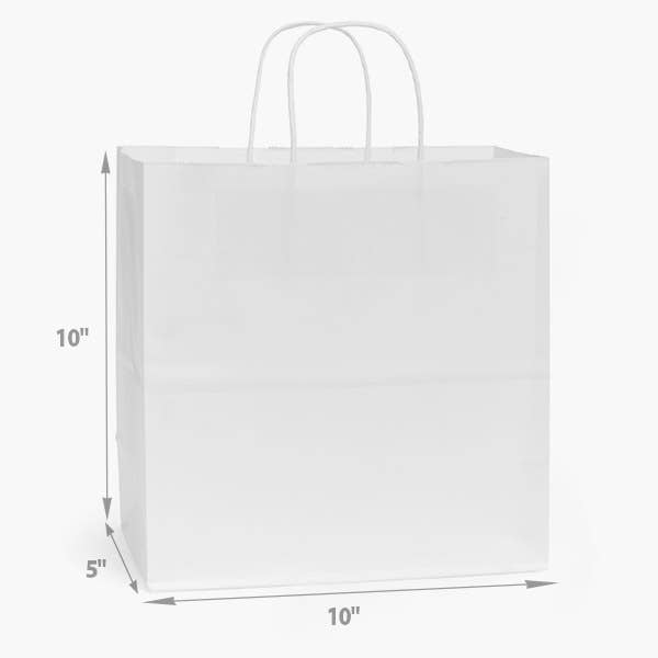 Nashville Wraps - White Kraft Retail Paper Shopping Bags: 100 Pack / Rose 5.25x3.5x8.25"