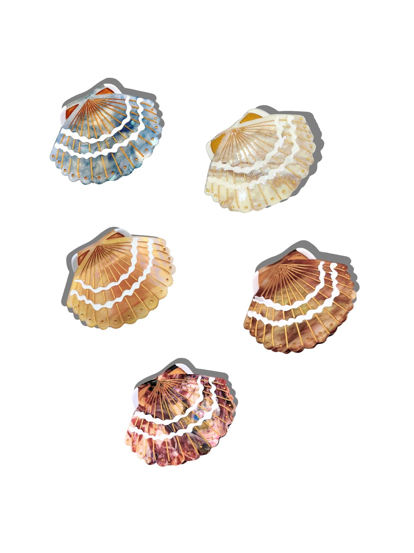 Solar Eclipse - Hand-painted Mini Seashell Claw Hair Clip | Eco-Friendly: Mother of Pearl