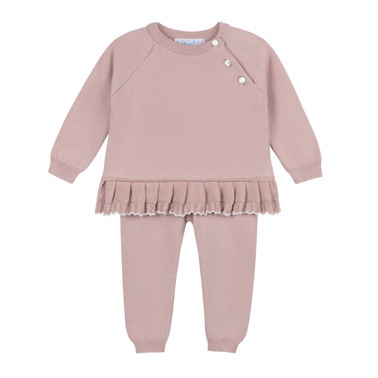 Feltman Brothers - Baby & Toddler Girls Pleated Trim Knit Set: Mauve / 4T