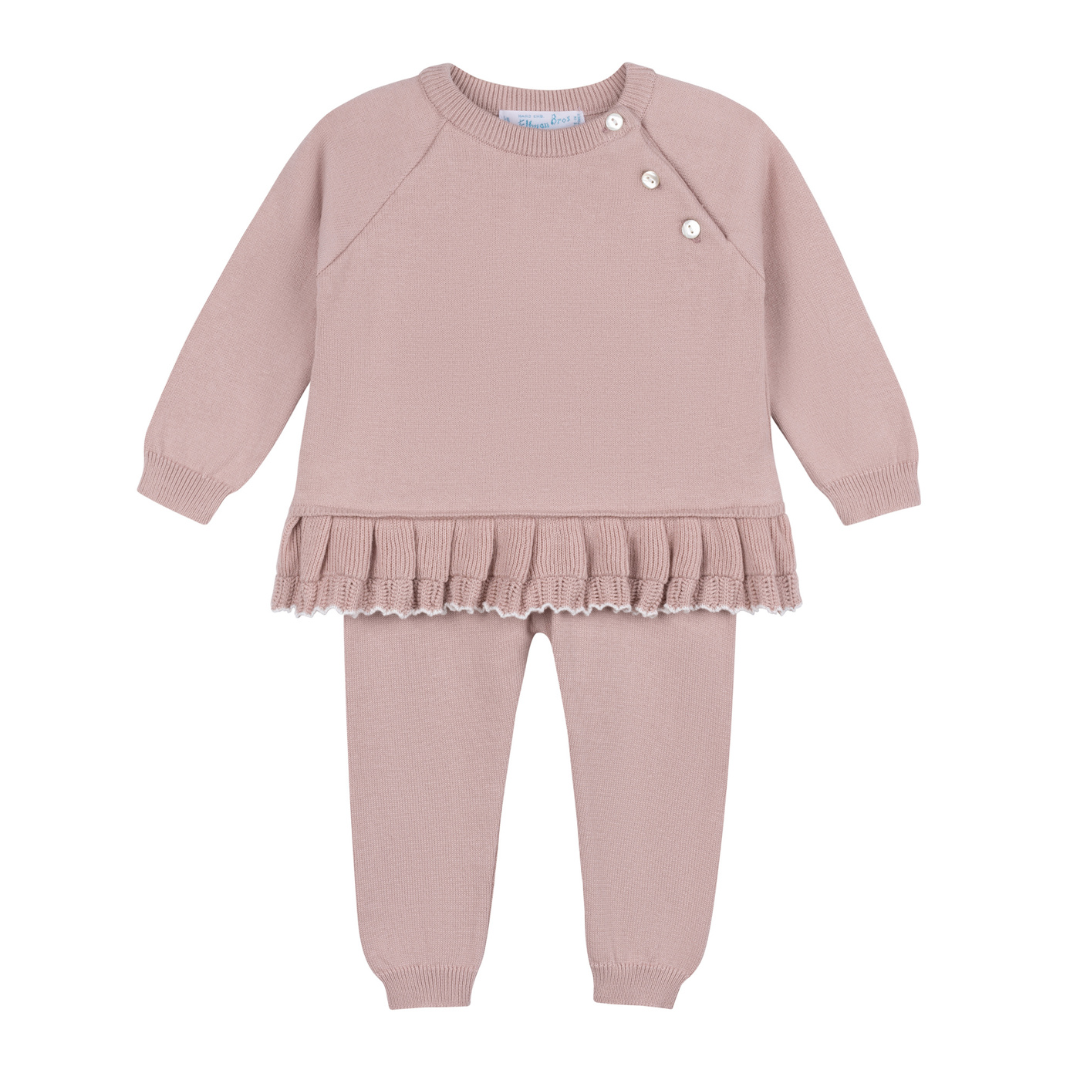 Feltman Brothers - Baby & Toddler Girls Pleated Trim Knit Set: Mauve / 4T