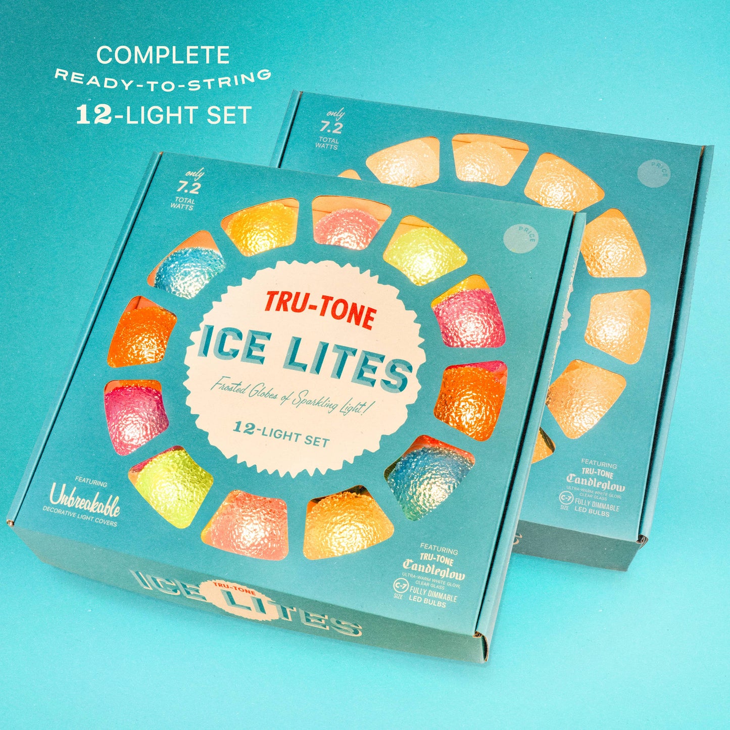 Tru-Tone - Ice Lites - Vintage Style LED Christmas Lights 12-Light set: Frosted Clear