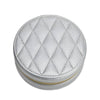 Leah Quilted Round Travel Jewelry Case: Pearl White