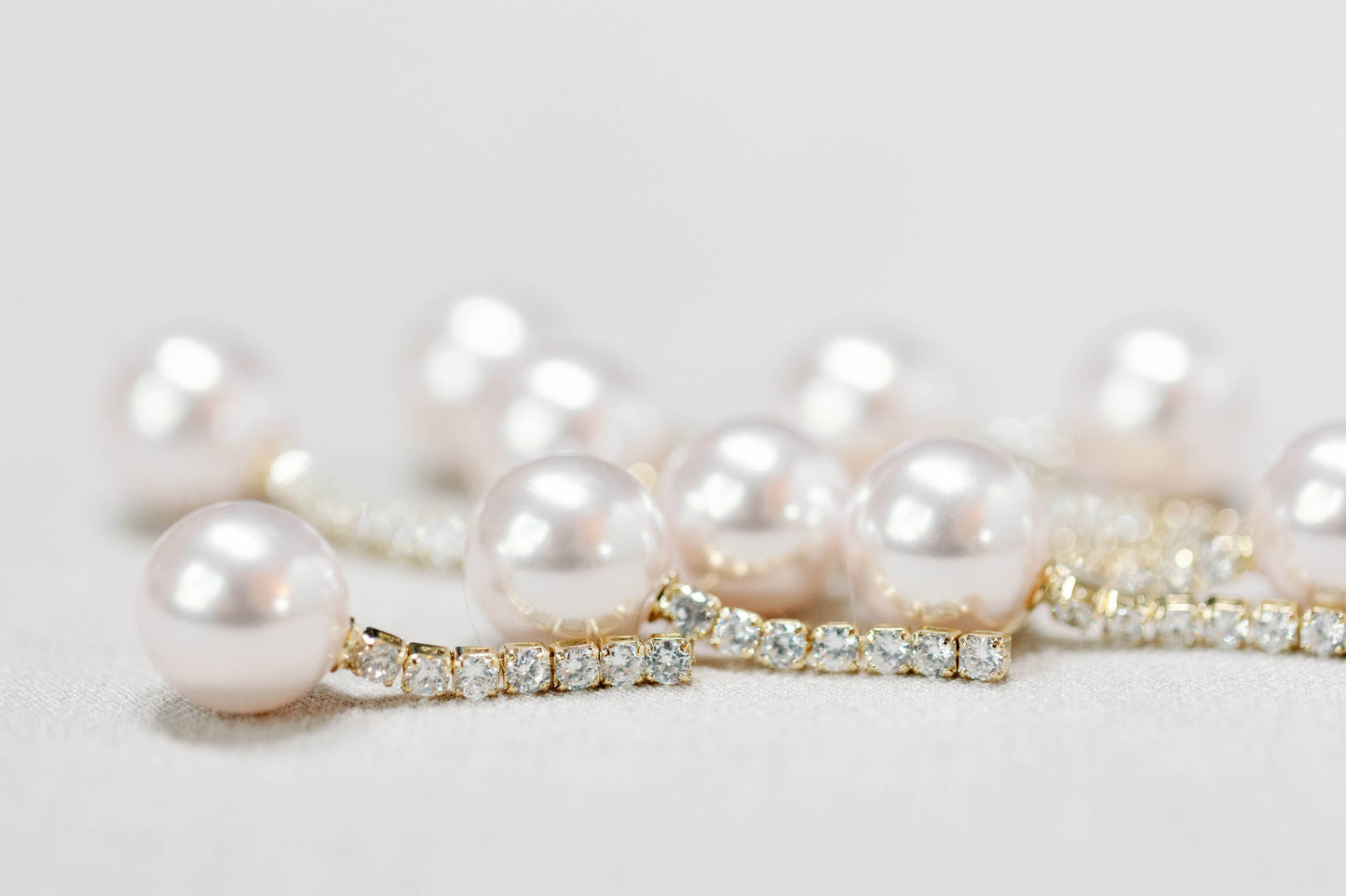 St Armands Designs of Sarasota - Small Swingy Pearl and Diamond Statement Drop Earrings