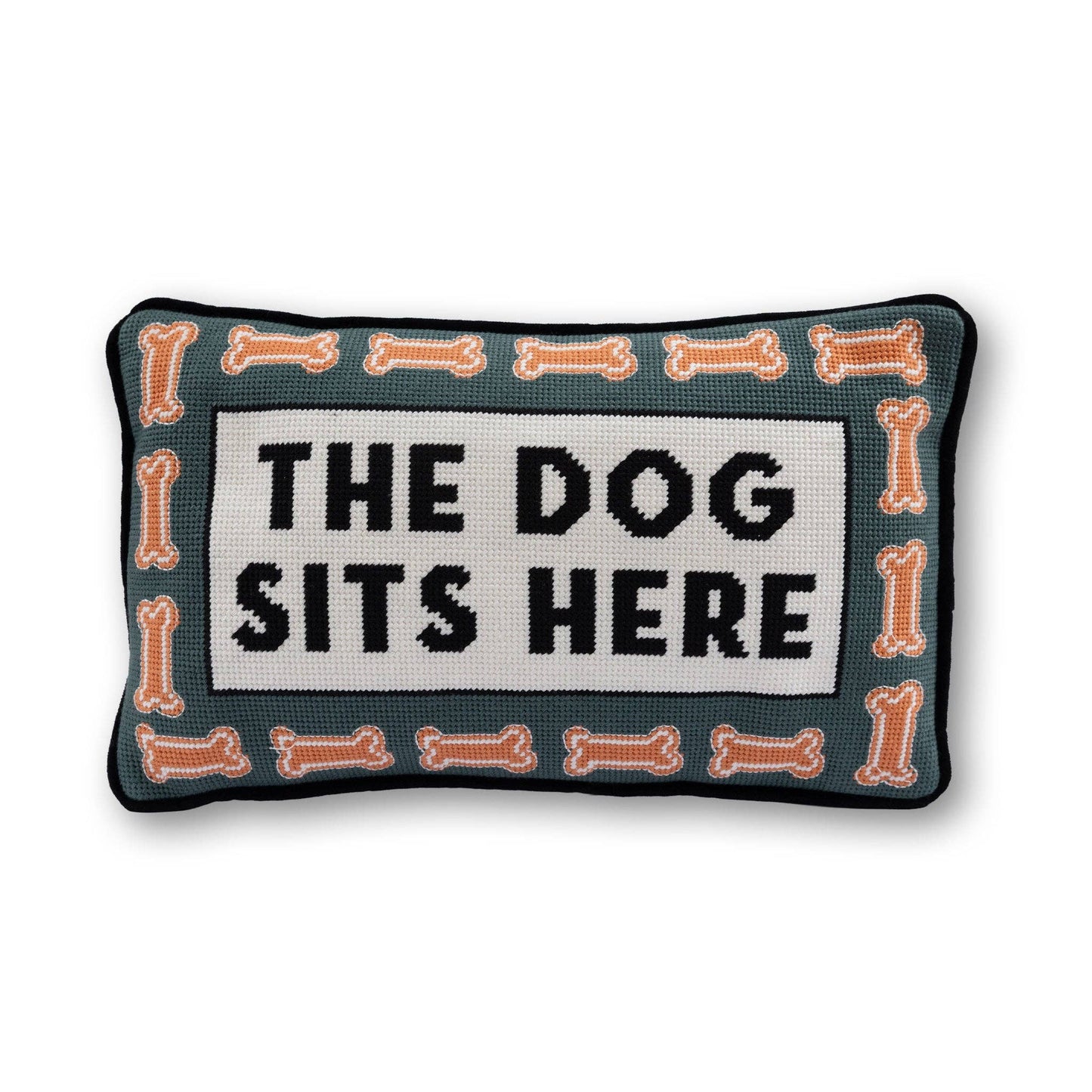 Furbish Studio - Dog Sits Here Needlepoint Pillow