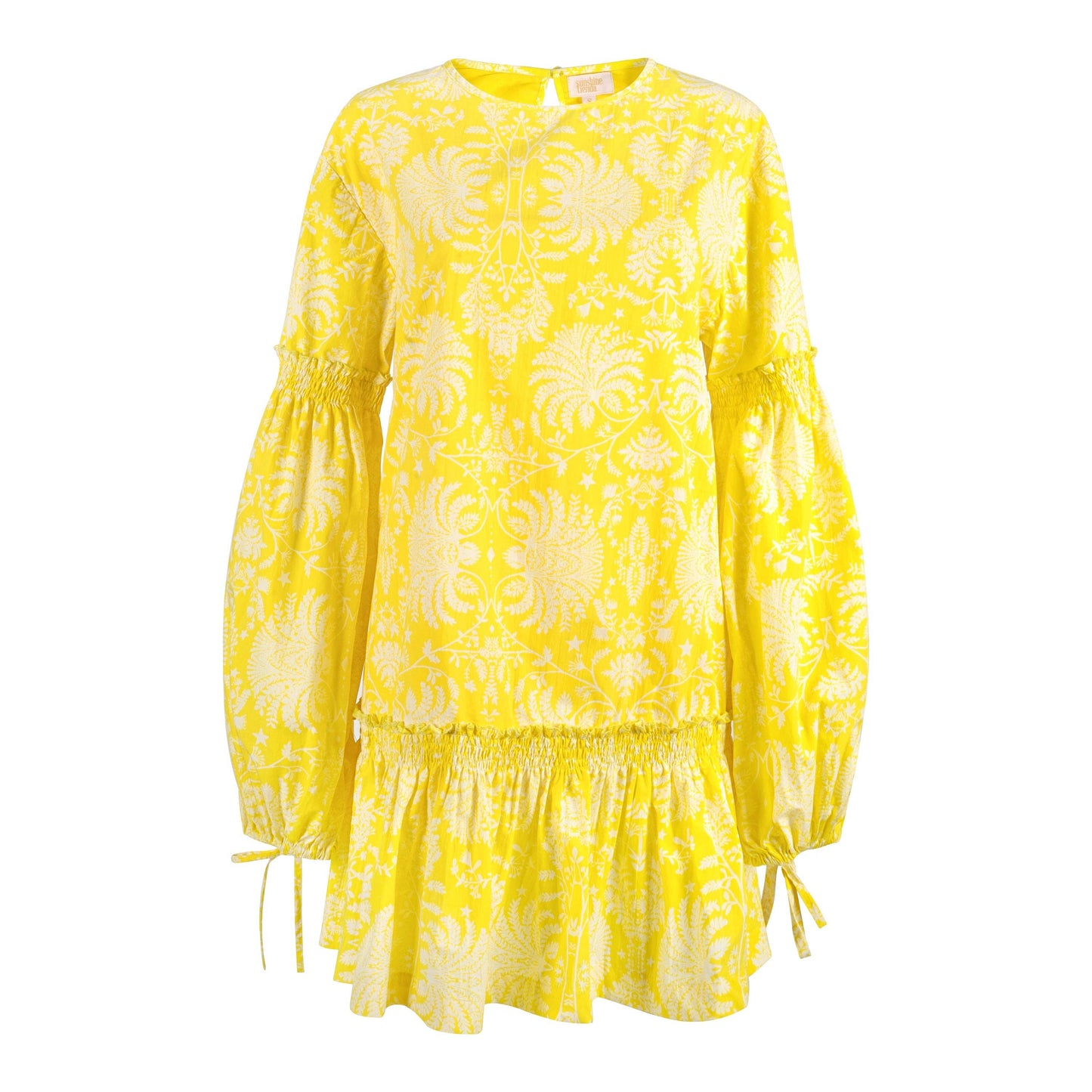 Sunshine Tienda - Citron Gilded Palm Khai Mini Dress: S