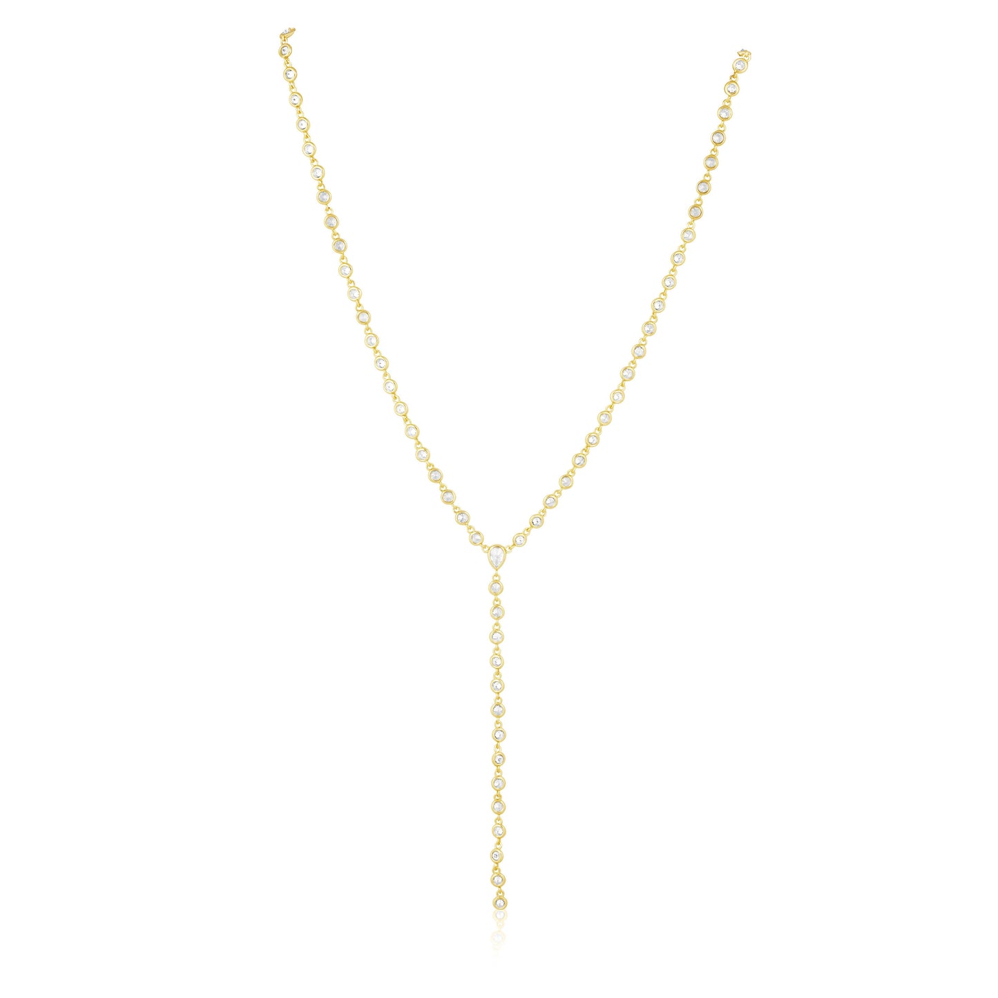Sahira Jewelry Design - Anastasia Cz Lariat: Yellow Gold