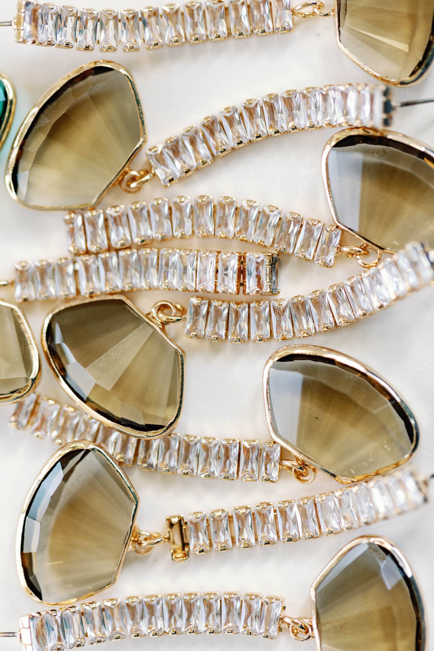 St Armands Designs of Sarasota - Brown Swingy Diamond Drop Fall Statement Earrings