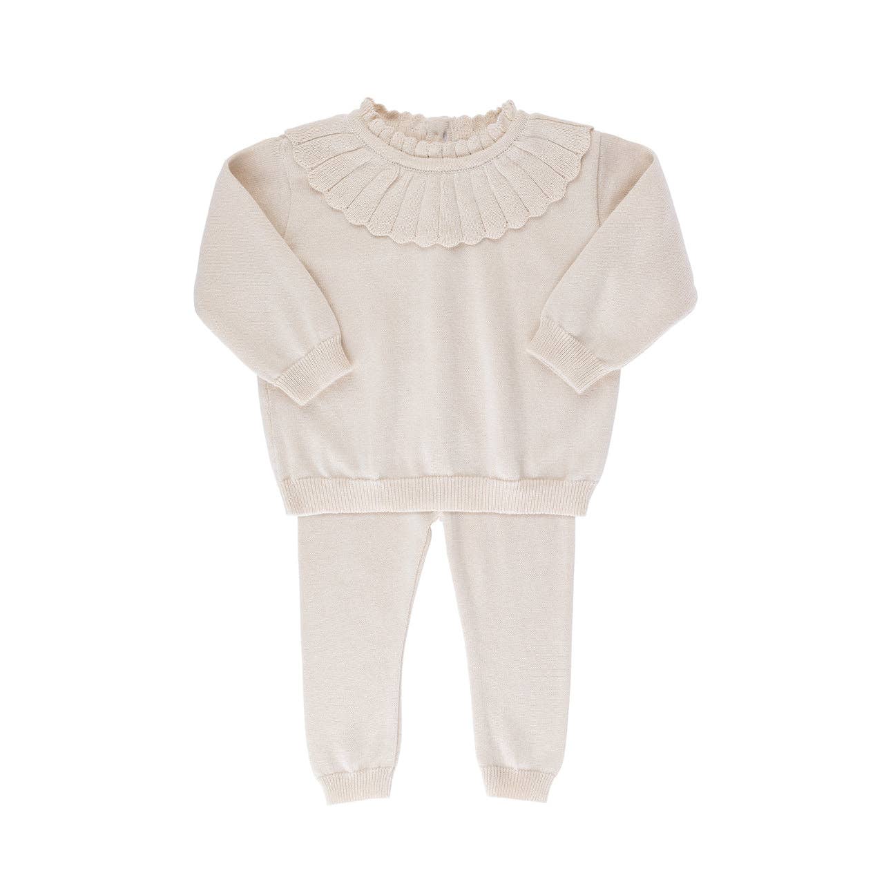 Feltman Brothers - Baby & Toddler Girls Scalloped Collar Knit Set: Ecru / 4T