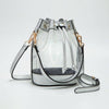 Solid Faux Leather Transparent Bucket Bag: Clear,Gray