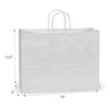 Nashville Wraps - White Kraft Retail Paper Shopping Bags: 100 Pack / Vogue 16x6x12.5"