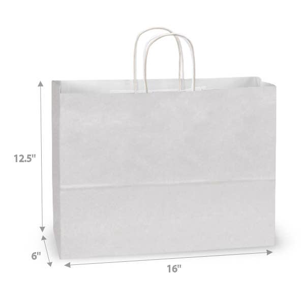 Nashville Wraps - White Kraft Retail Paper Shopping Bags: 100 Pack / Junior 8x5x8"