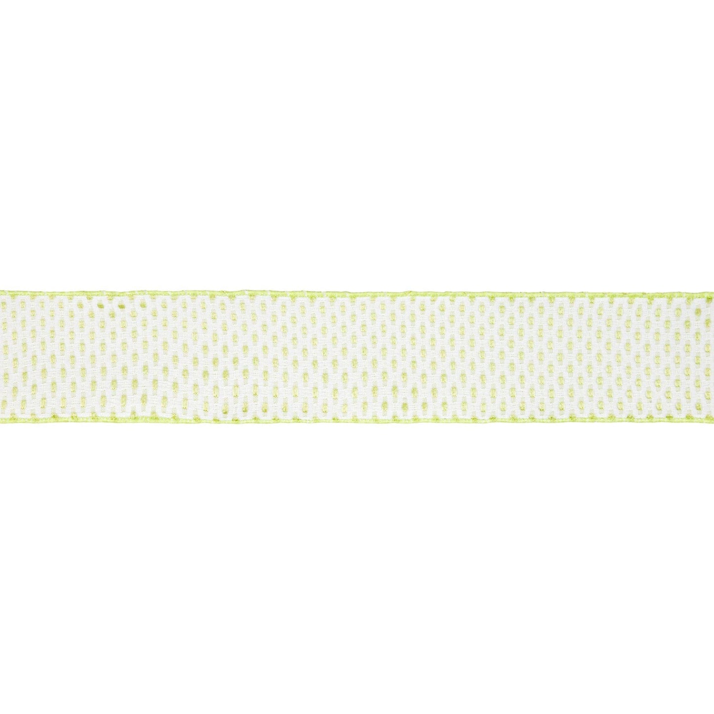 LA Ribbons Wholesale - 2 1/2" Wired Ribbon | Lime Green/White Woven | 10 Yard Roll