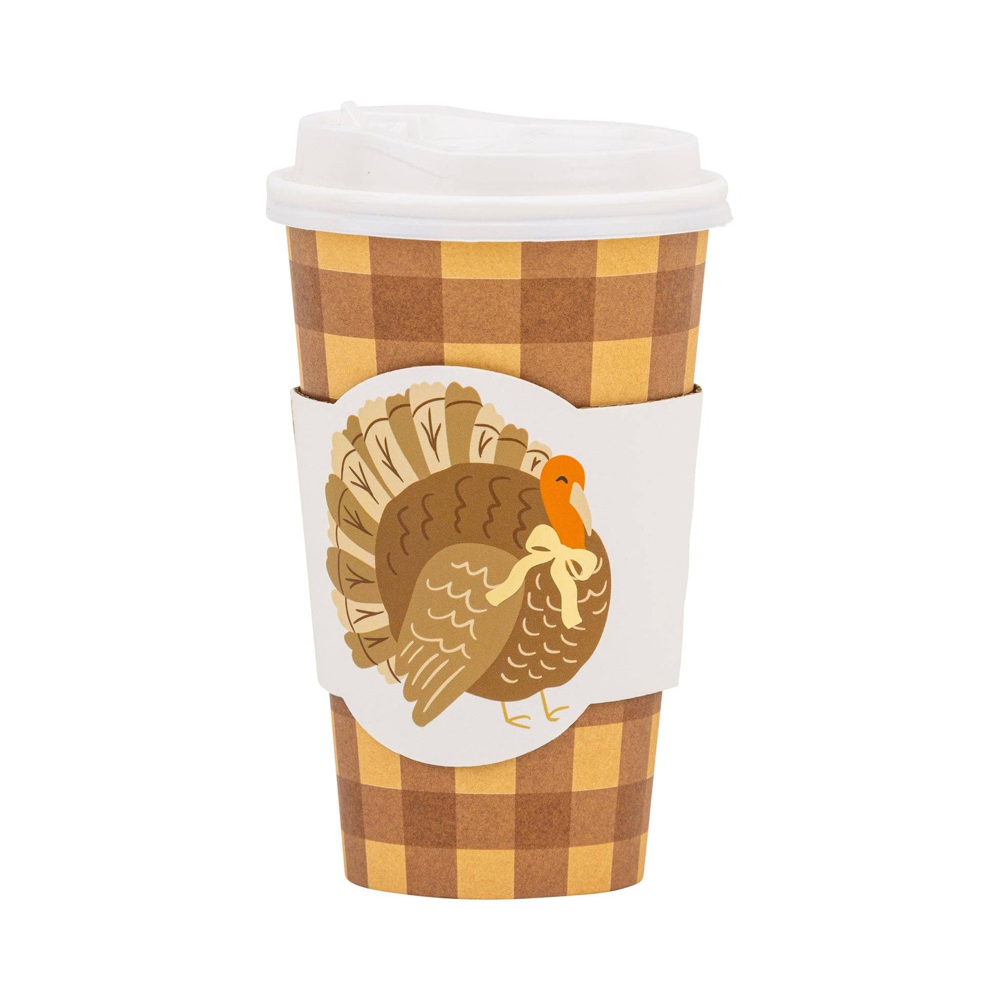 My Mind’s Eye - PLTG1821 - Brown Gingham Turkey To Go Cups (8ct 16oz)
