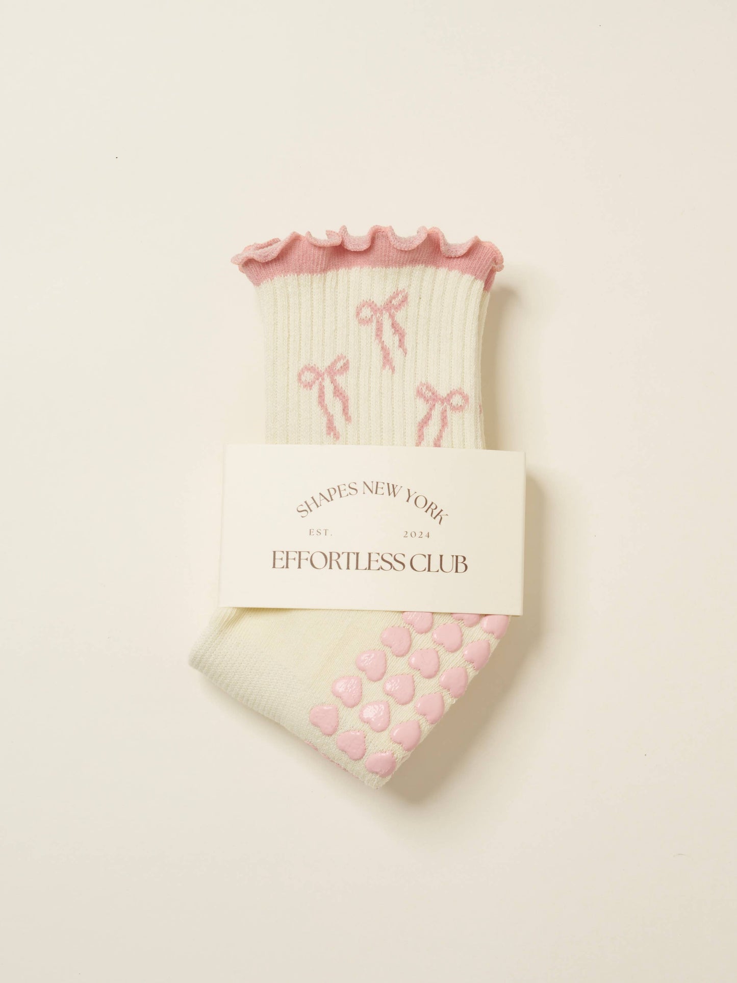 Pink Bow Ruffle Grip Sock
