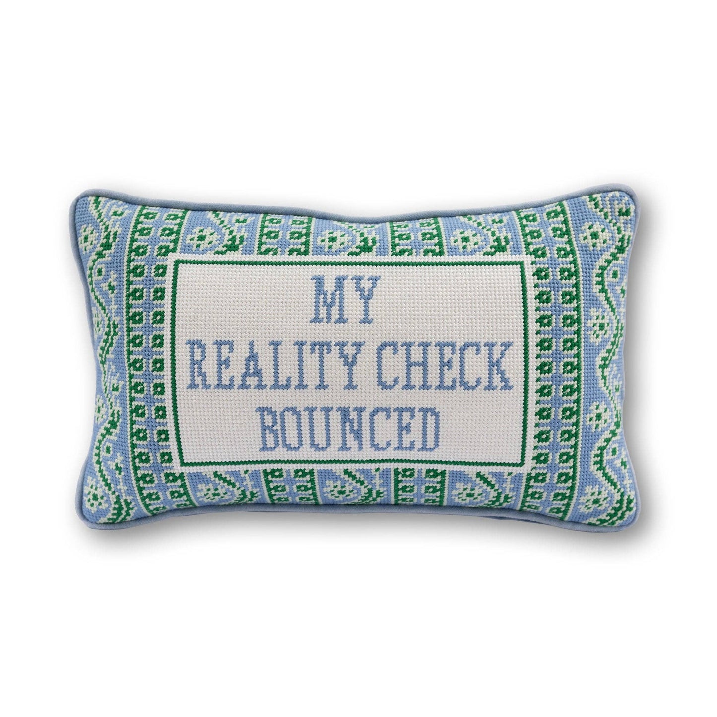 Furbish Studio - Reality Check Needlepoint Pillow