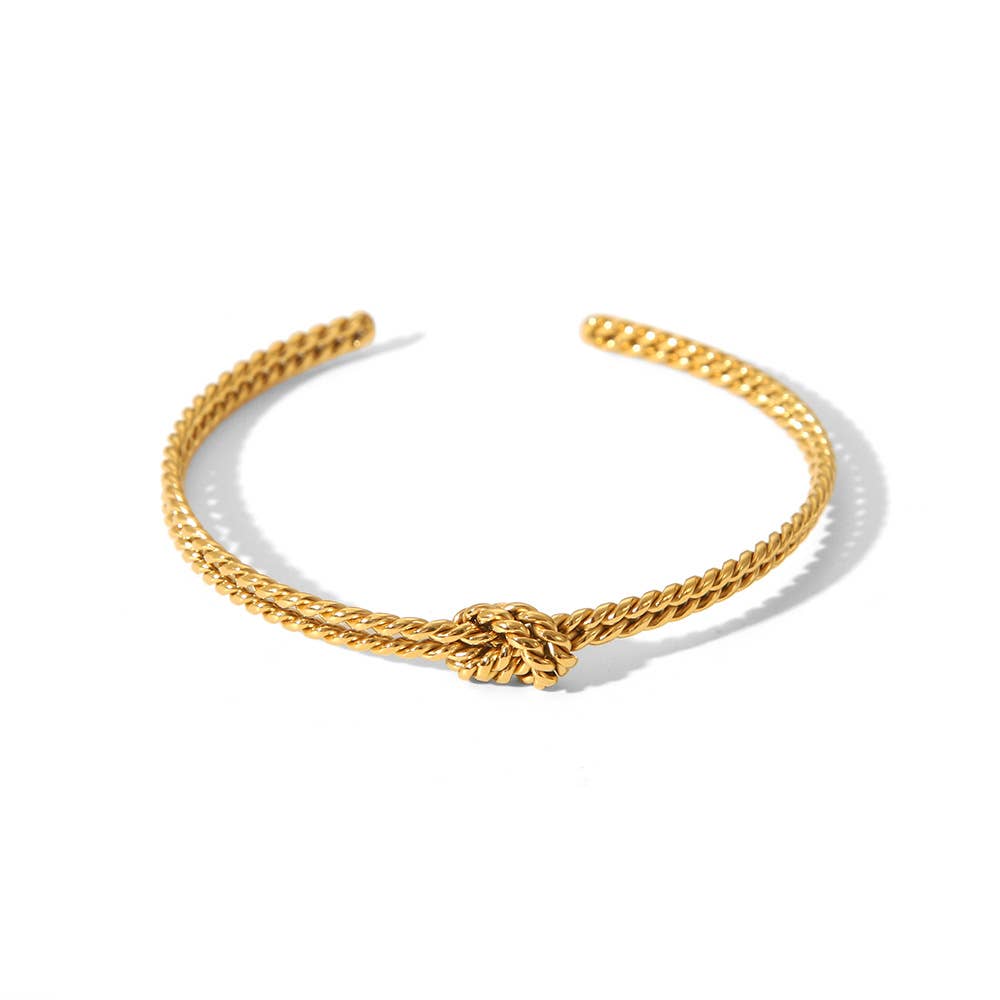 Savvy Bling - Double Texture Knot Cuff Bracelet- Waterproof