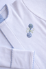 Winn and William - Baby Rattle Sleeper: White with Blue Picot Trim / 3 Month