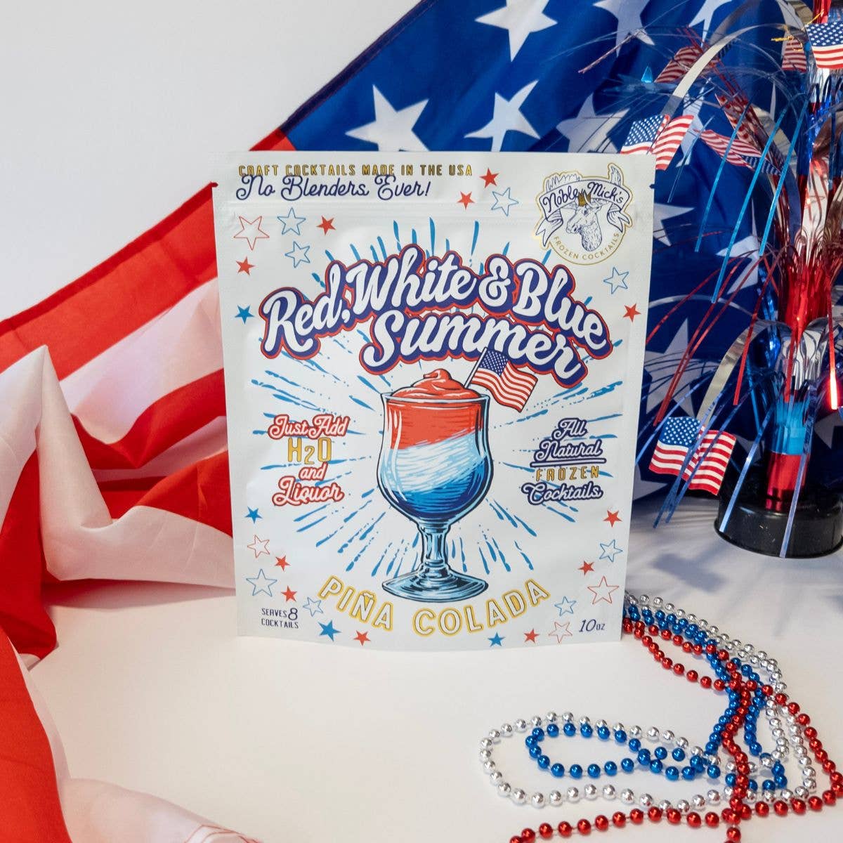 Noble Mick's - Craft Beverage Company - Red, White & Blue Summer Pina Colada Frozen Cocktail