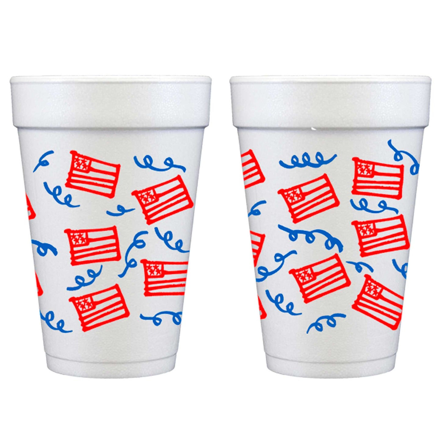 Two Funny Girls - July 4th/Patriotic - American Flag Wrap Foam Cup (10 ct bag)