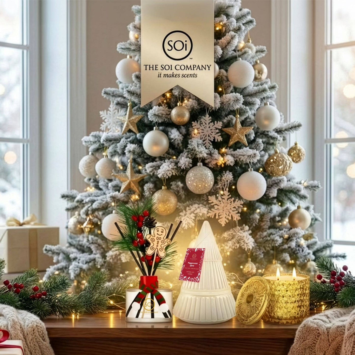 The SOi Company - White Tree 9oz Glass Tree  Peppermint Twist