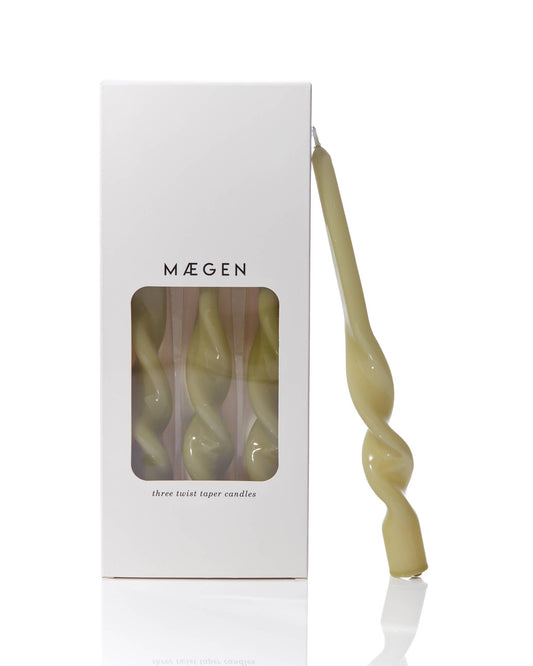 Twist Taper Candles - Leaf Green