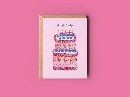 The Shelley Society - It's Your Day Birthday Cake Greeting Card