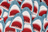 Field Trip Threads - Shark Face Embroidered Iron-On Patch Teeth Ocean Beach Coast