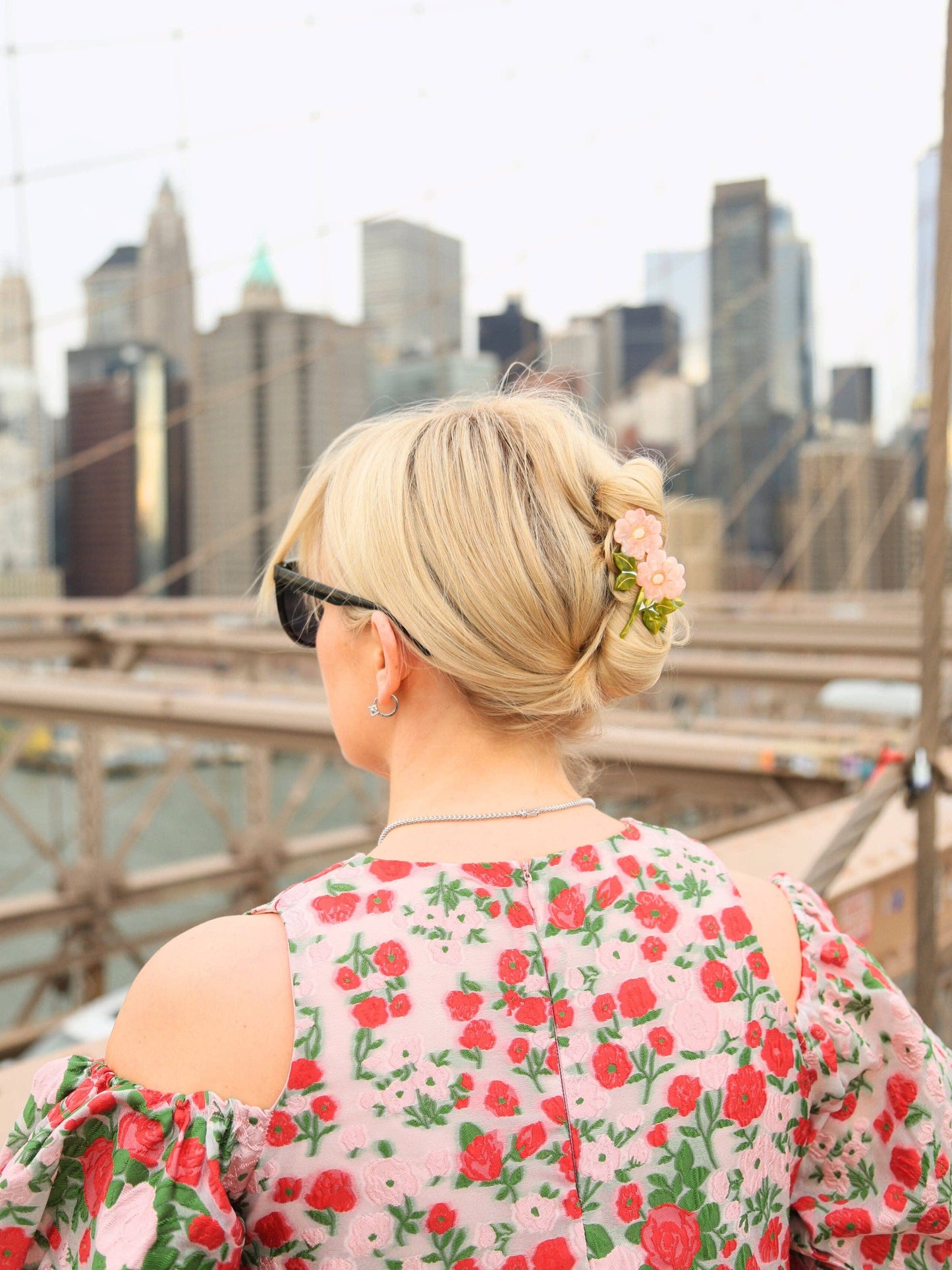 Solar Eclipse - Hand-painted Wild Roses Claw Hair Clip | Eco-Friendly