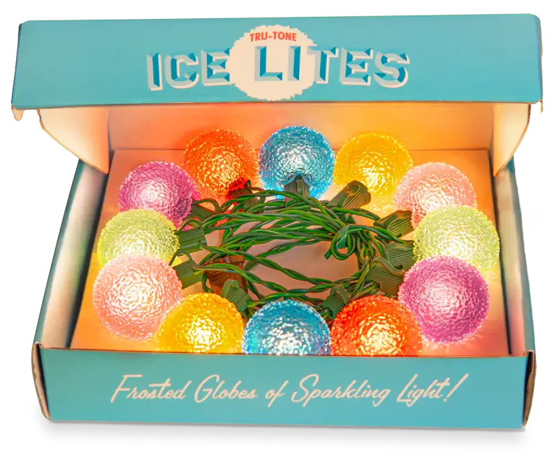 Tru-Tone - Ice Lites - Vintage Style LED Christmas Lights 12-Light set: Frosted Clear