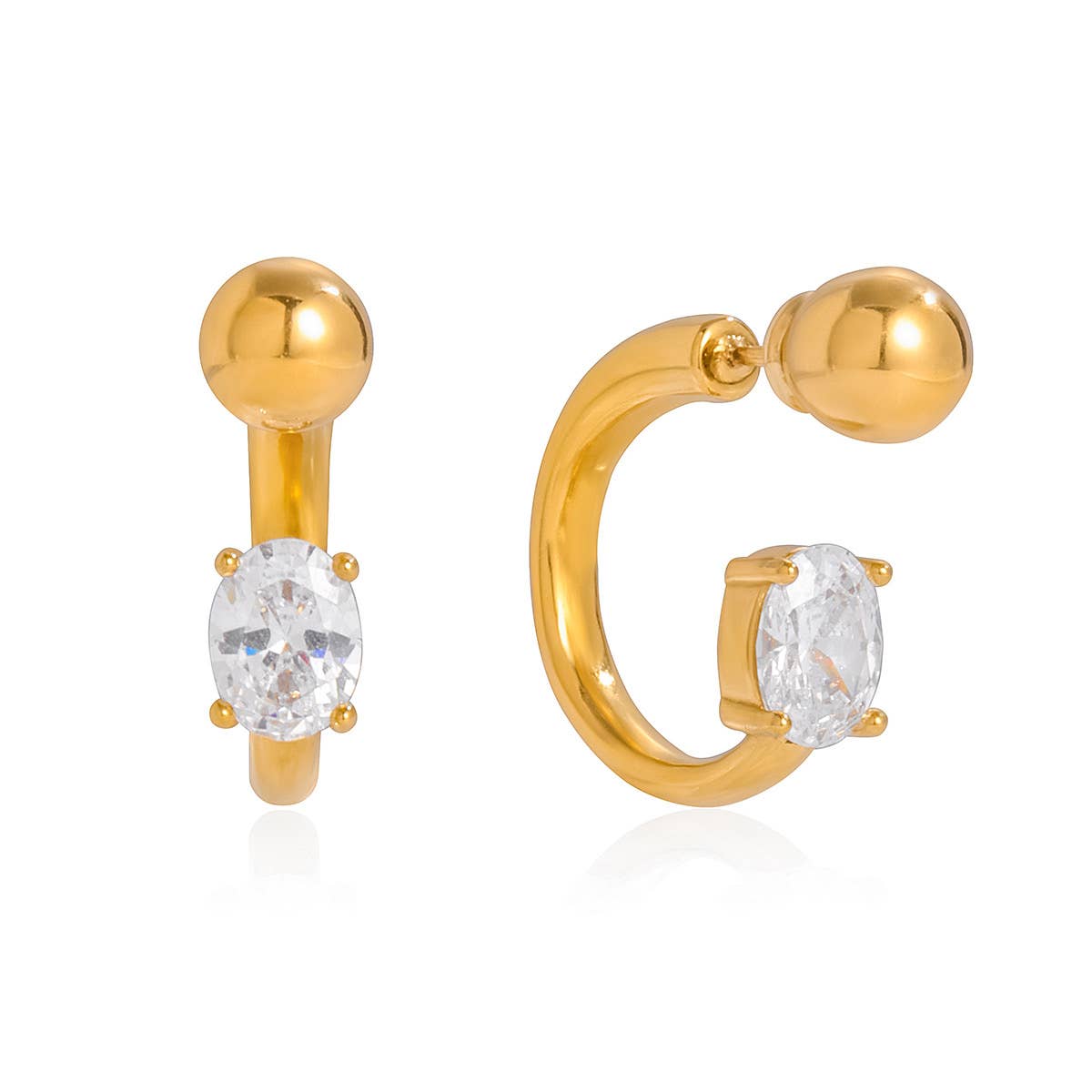 Savvy Bling - Gold Stud and Oval Earring Waterproof