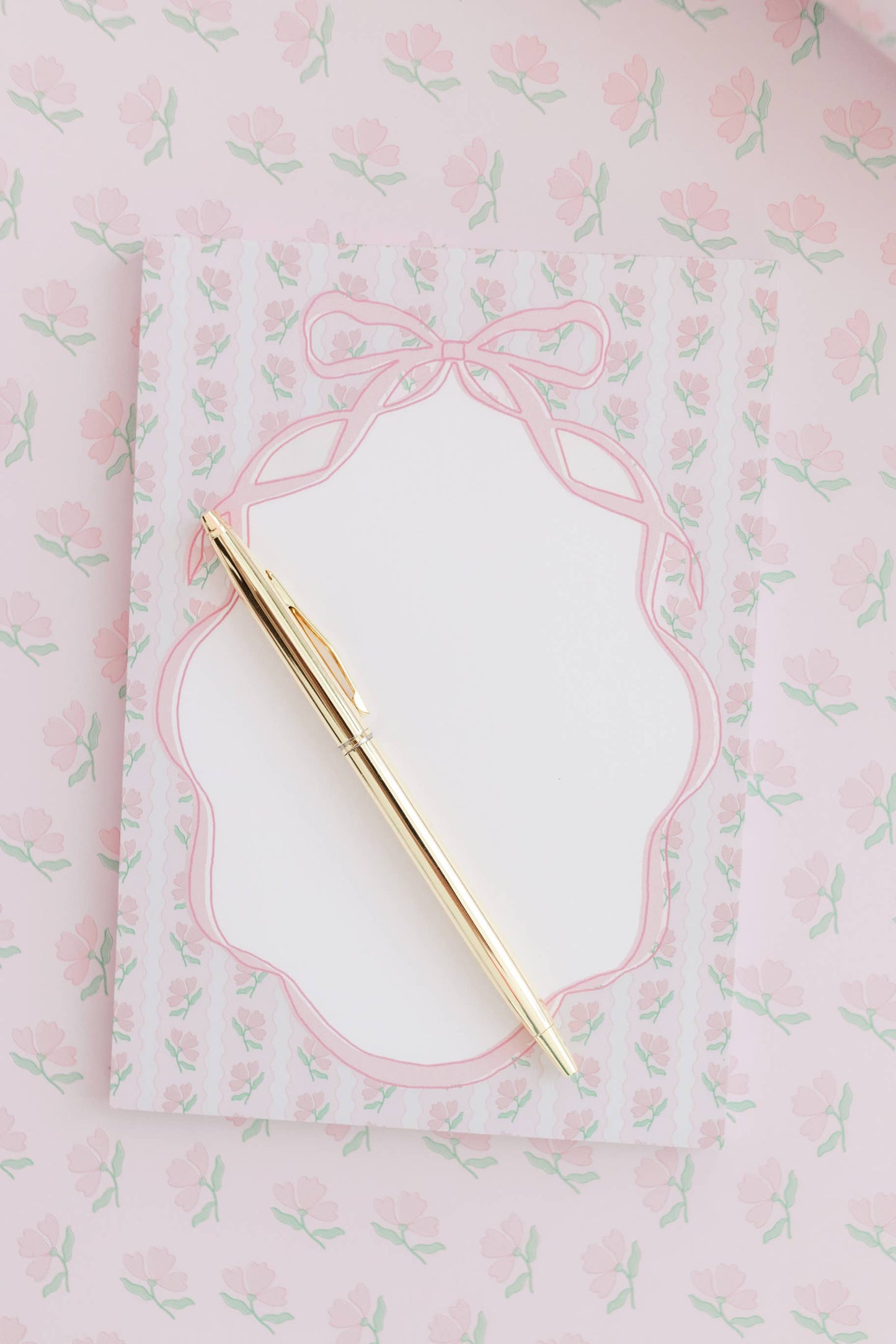 Rock Paper Scissors - Pink Flower Ribbon Notepad