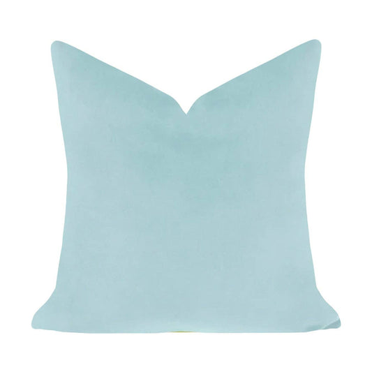 Laura Park Designs - Spa Blue Solid Velvet Pillow: 22" x 22" Throw Pillow
