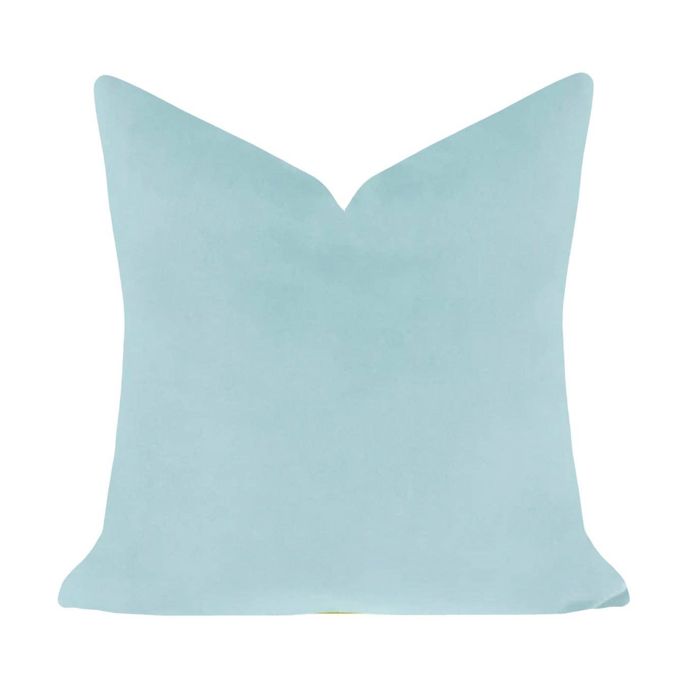 Laura Park Designs - Spa Blue Solid Velvet Pillow: 22" x 22" Throw Pillow
