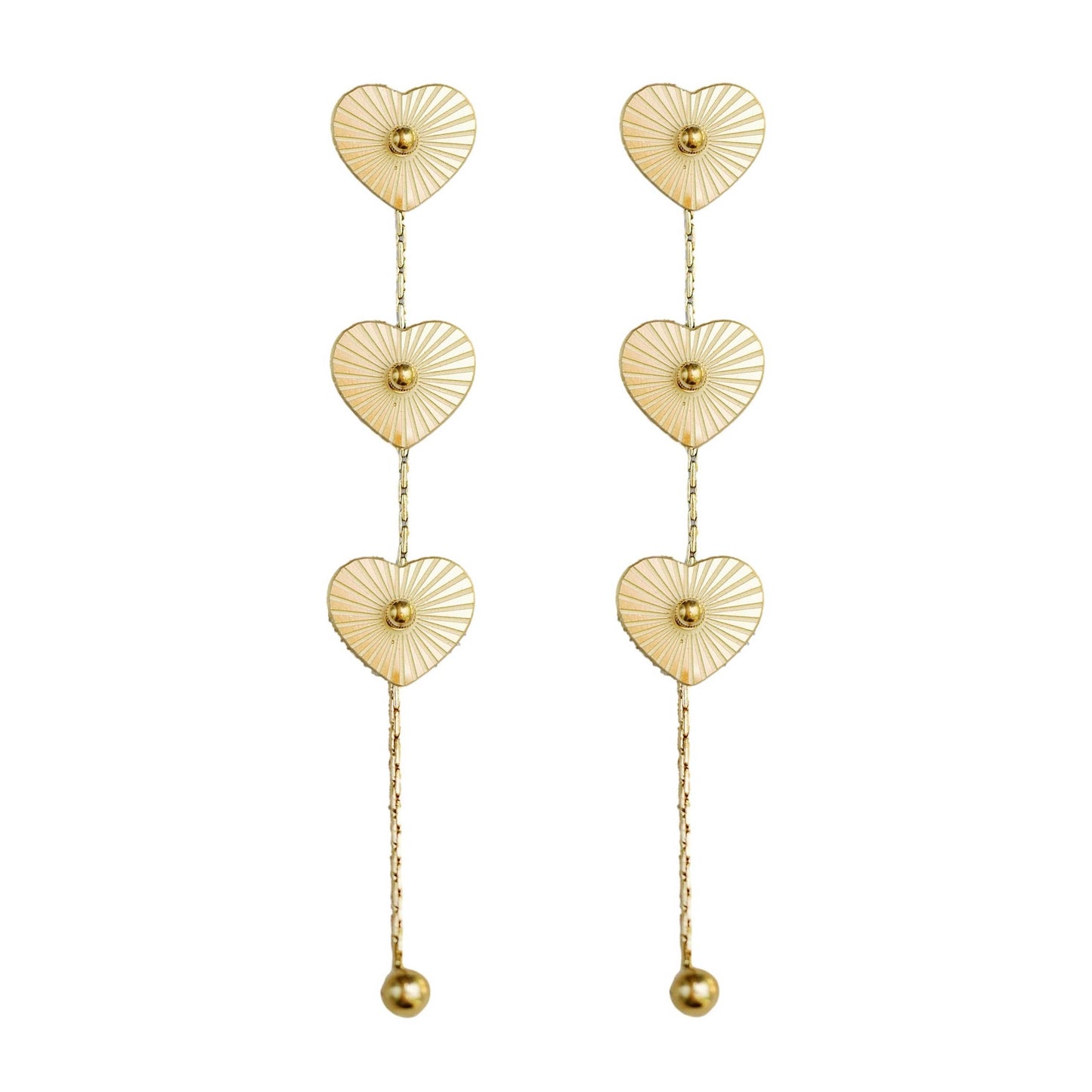 St Armands Designs of Sarasota - Gold Heart Duster Drop Earrings