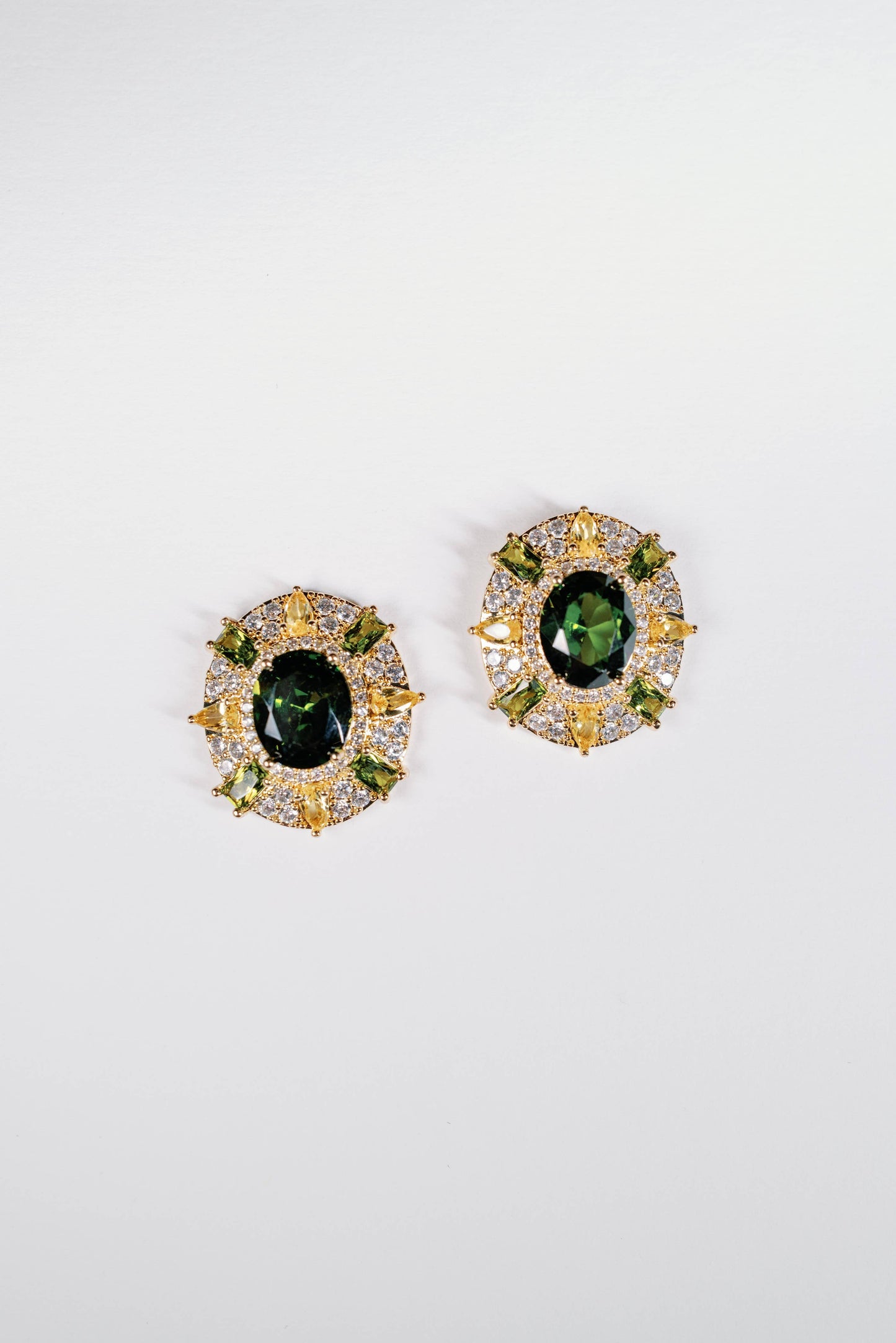 St Armands Designs of Sarasota - Olive & Canary Oval Luxe Statement Earrings