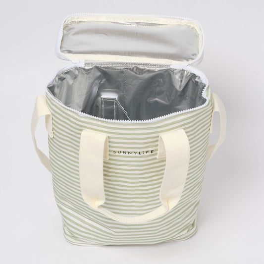 Sunnylife - Light Cooler Drinks Bag Sea Sage Stripe