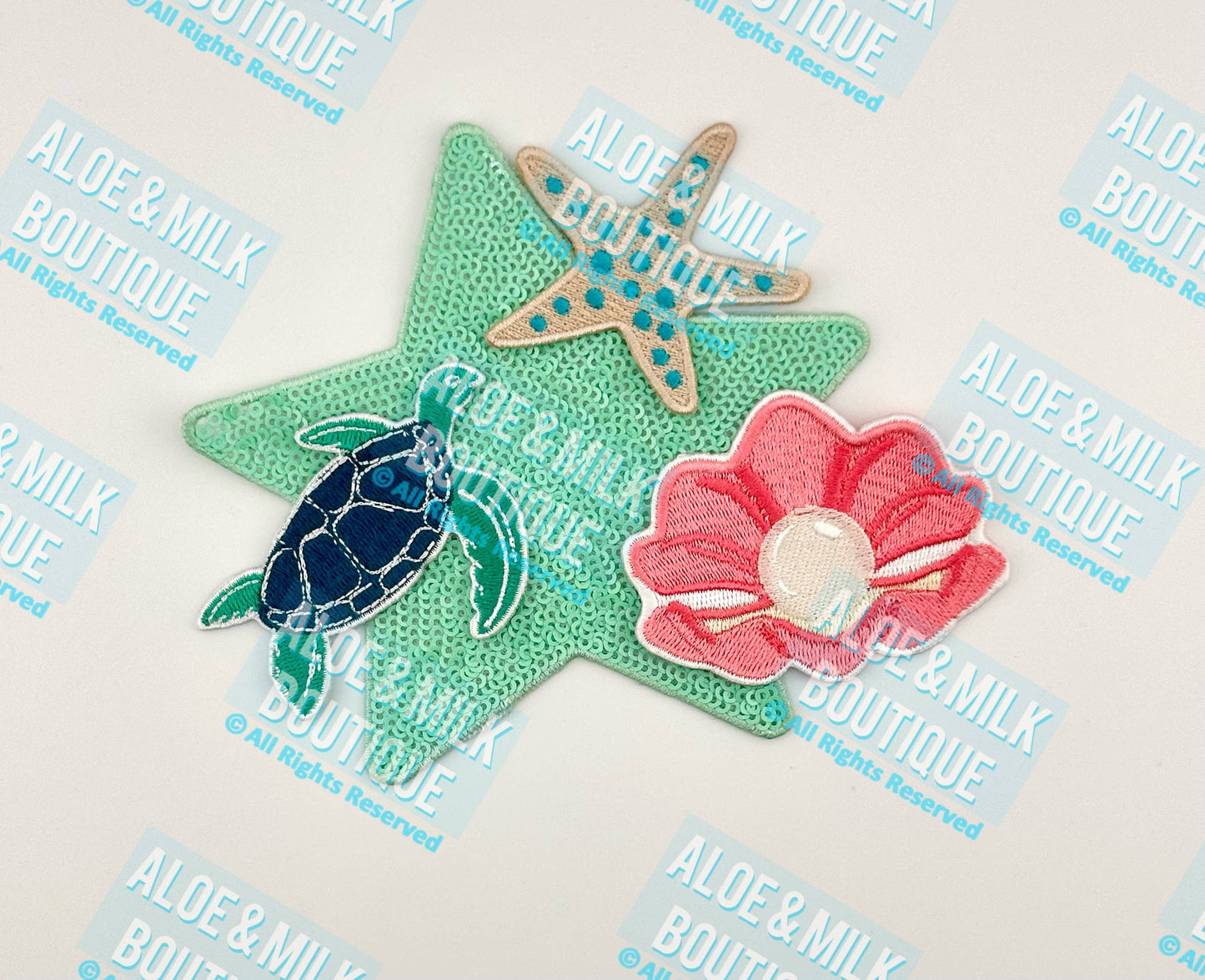 Aloe and Milk Boutique - Sea Shell Pink Patch, Ocean Patch, Beach Patches, Seashell