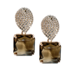 St Armands Designs of Sarasota - Smokey Brown Quartz Retro Pavé Crystal Gum Drop Earrings