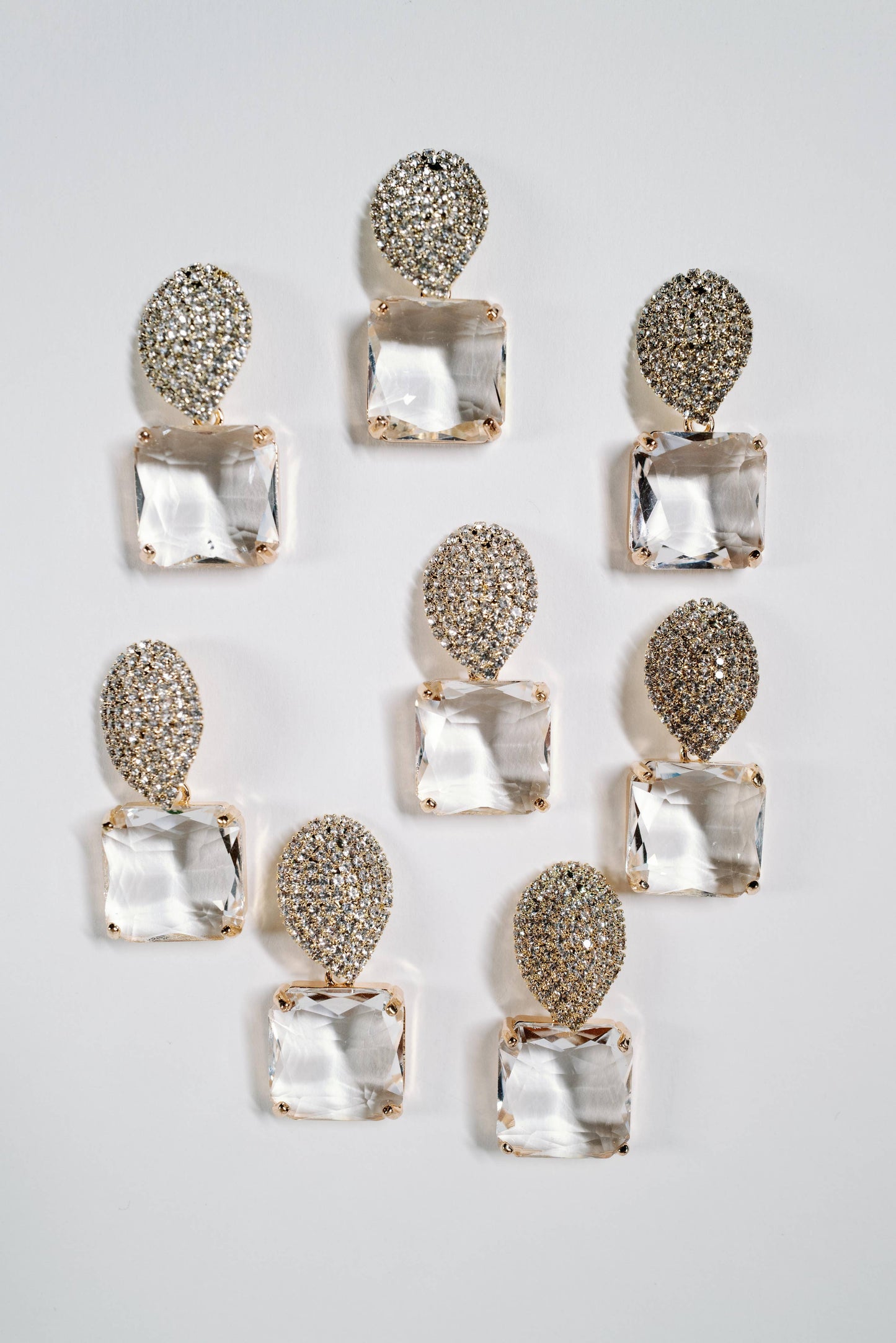 St Armands Designs of Sarasota - Clear Crystal Retro Pave Crystal Gum Drop Statement Earrings